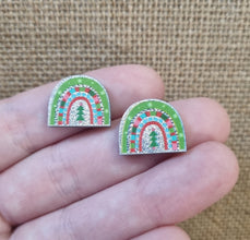10pc (5prs) 18mm Rainbows For Earrings, Christmas,  HO HO HO, Laser cut acrylic, xmas Earrings (No Stud), Diy earring flatback, cabochon