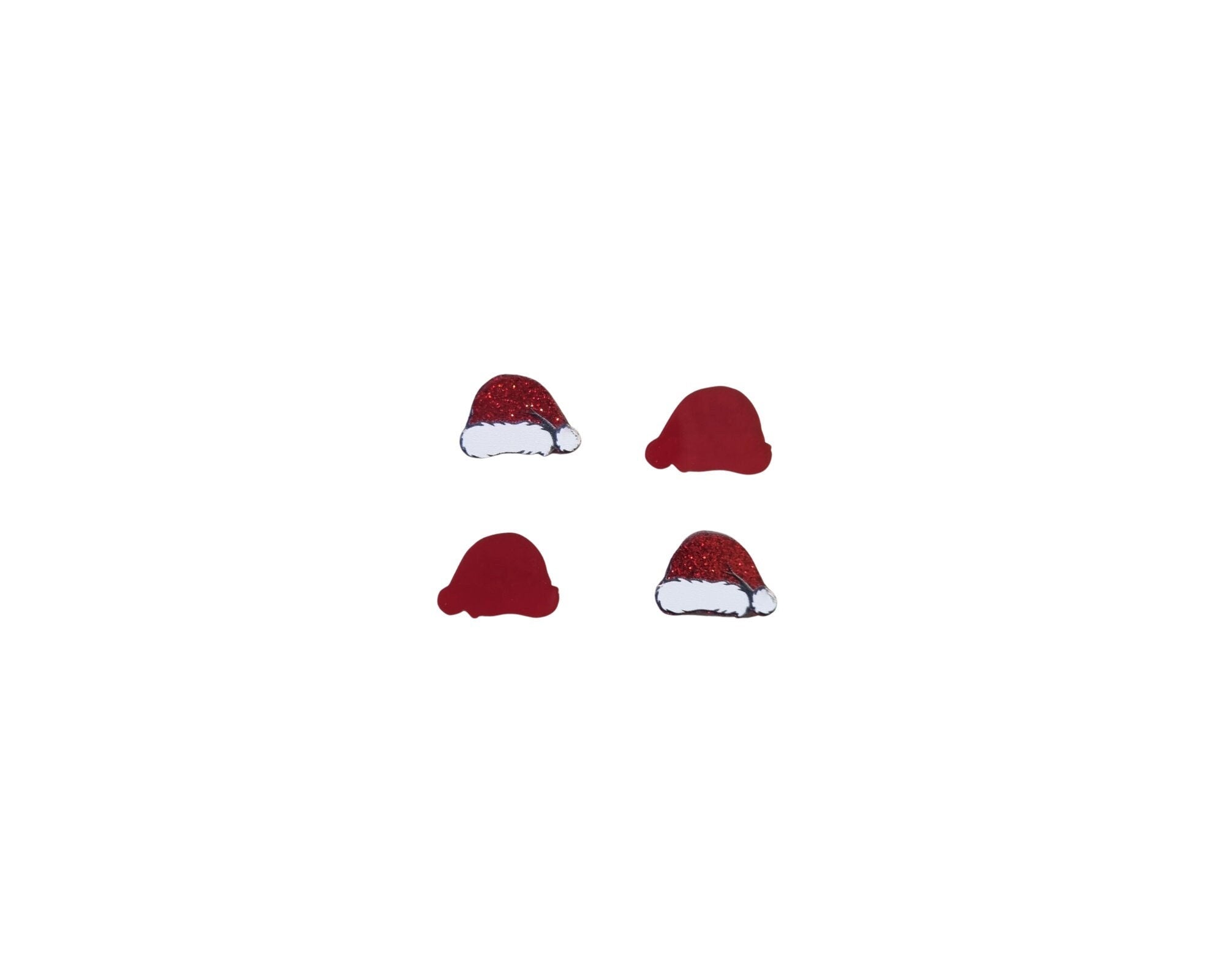 10pc (5prs) 16mm Santa Hat  For Earrings, Christmas,  Laser cut acrylic, xmas Earrings (No Stud), Diy earring flatback, cabochon