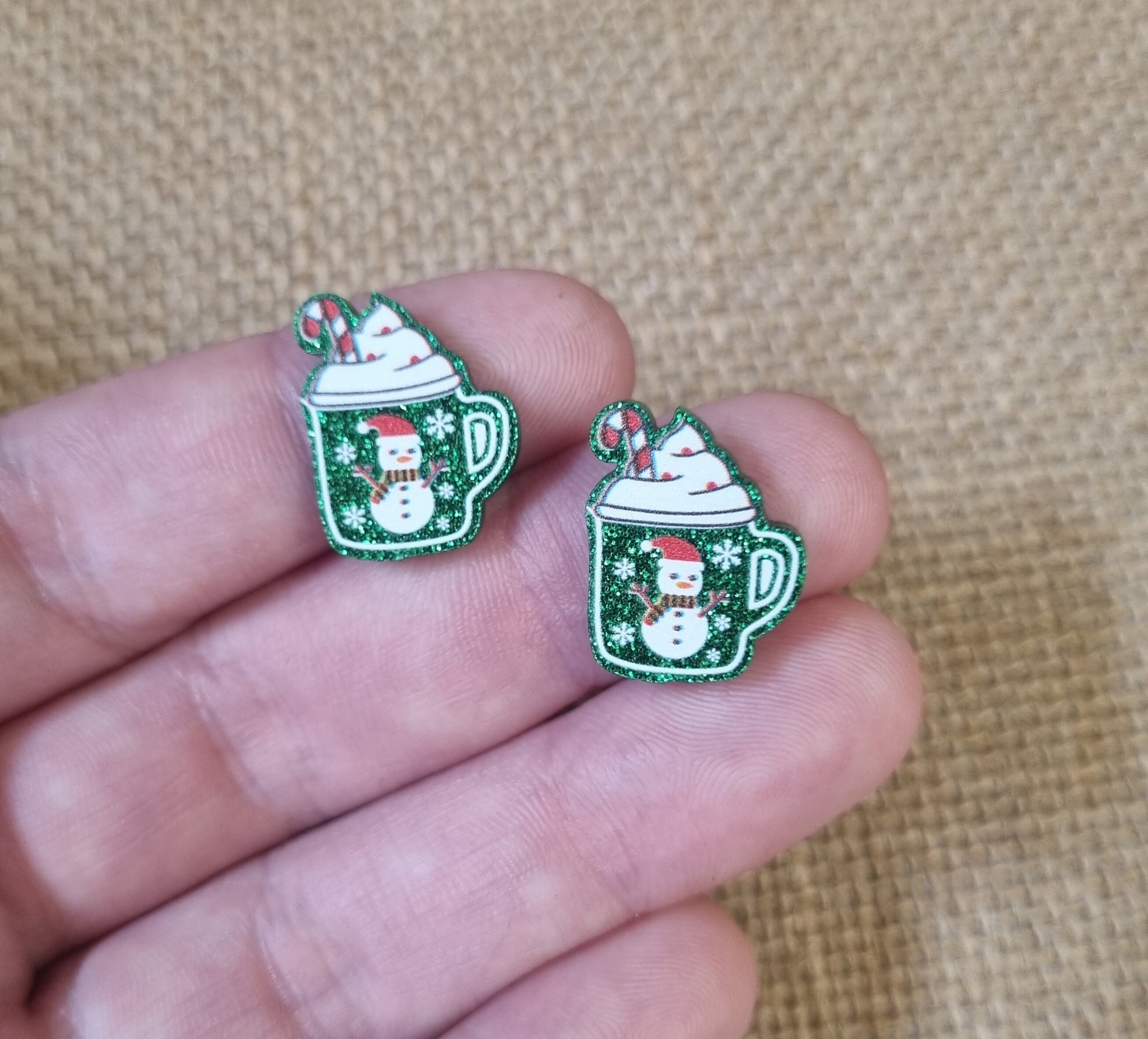 10pc (5prs) 19/30mm Christmas Mug For Earrings, Christmas,  Laser cut acrylic, xmas Earrings (No Stud), Diy earring flatback, cabochon