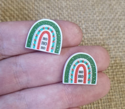 10pc (5prs) 18mm Rainbows For Earrings, Christmas,  HO HO HO, Laser cut acrylic, xmas Earrings (No Stud), Diy earring flatback, cabochon