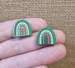 10pc (5prs) 18mm Rainbows For Earrings, Christmas,  HO HO HO, Laser cut acrylic, xmas Earrings (No Stud), Diy earring flatback, cabochon