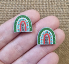 10pc (5prs) 18mm Rainbows For Earrings, Christmas,  HO HO HO, Laser cut acrylic, xmas Earrings (No Stud), Diy earring flatback, cabochon