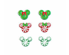 20pcs (10prs) 18mm Mouse Head, Laser cut acrylic, christmas glitter Earring (No Stud), Christmas Earrings, DIY xmas, flatback, cabochon