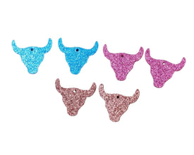 10pcs (5prs) 25mm acrylic bull skull, Laser cut acrylic, bull glitter Earring, diy acrylic earrings, flatback, acrylic with hole