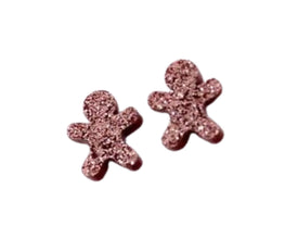 20pcs (10prs) 12mm Gingerbread Man, Laser cut acrylic, xmas glitter Earring (No Stud), Christmas Earrings, DIY xmas, flatback, cabochon
