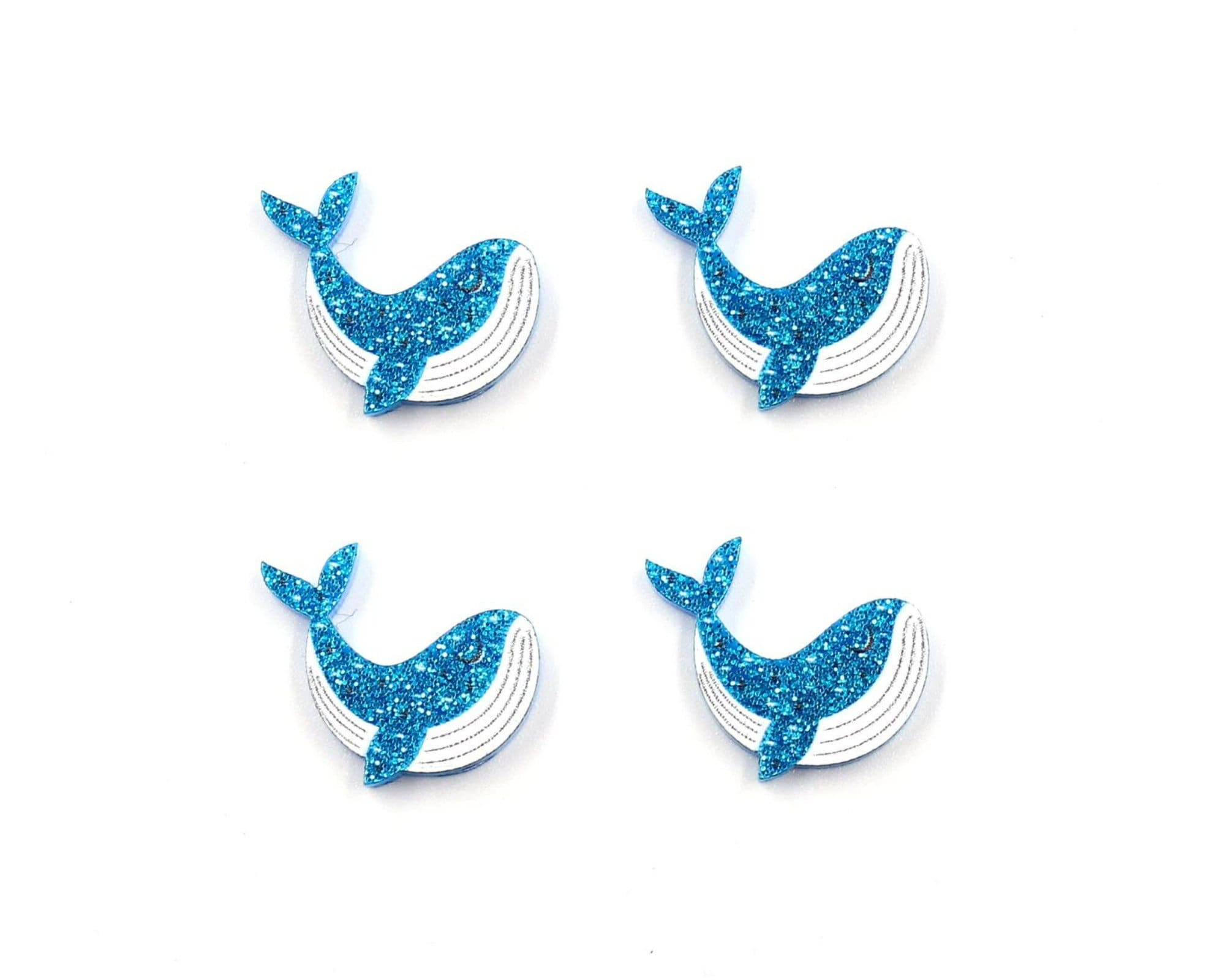 10pcs (5prs) 20mm whale cabochon, Laser cut acrylic, blue glitter Earring (No Stud), witch Earrings, flatback, acrylic earrings