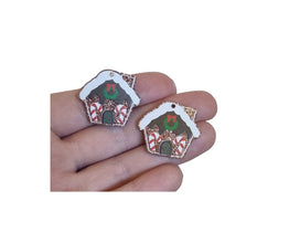 10pc (5prs) 18/30mm Gingerbread House For Earrings, Christmas,  Laser cut acrylic, xmas Earrings (No Stud), Diy earring flatback, cabochon