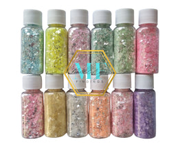 12 pastel colours, 20g glitter, Nail Glitter, Resin glitter, Pastel Glitter, glitter for earrings, nail art glitter.