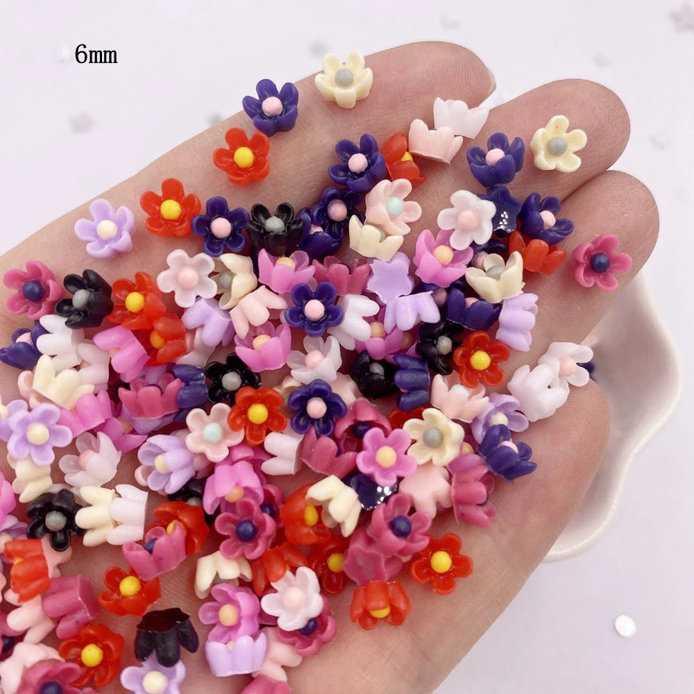 100pcs 6mm mini flower flatback